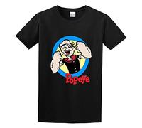 Summer Classic Round Neck T-Shirt Popeye The Sailor Man Logo T-Shirt Black XL