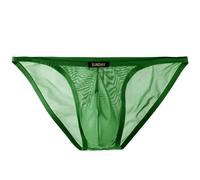 Summer Code Slip pour Homme sous-vêtements en Résille Transparente Respirant Slips élastique Hip Briefs Taille Basse, Vert, M