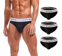 Summer Code Slips en Coton Ultra Doux et Confortable Taille Basse sous-VêTements Respirants pour Hommes, Lot de 3 Noir, M