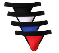 Summer Code sous-Vêtement Homme Strings Tanga Classic Slip Lot de 4 - Blanc/Bleu/Rouge/Noir - Taille XL