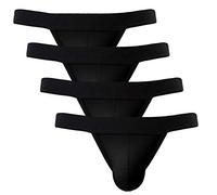 Summer Code sous-Vêtement Homme Strings Tanga Classic Slip Lot de 4 - Noir - Taille S