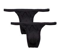 Summer Code String Ficelle en Micro Maille Homme Slip sous-vêtements Respirant en Extensibles Taille Basse G-String, Lot de 2 Noir A, S
