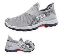 Summer Cooling Comfort Sneaker, Outdoor Breathable Walking Shoes Men's with Lightweight Slip-on for Daily Life, Sports (Gray,33)