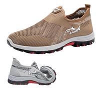 Summer Cooling Comfort Sneaker, Outdoor Breathable Walking Shoes Men's with Lightweight Slip-on for Daily Life, Sports (Brown,32)