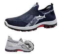 Summer Cooling Comfort Sneaker, Outdoor Breathable Walking Shoes Men's with Lightweight Slip-on for Daily Life, Sports (Blue,33 1/3)
