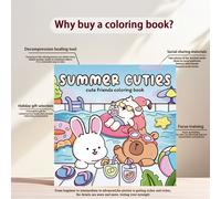 SUMMER CUTIES Livre de coloriage pour adultes : Évadez-vous dans les aventures estivales joyeuses des amis - Colorez des personnages mignons et ensoleillés, libérez-vous des soucis d'adulte et savoure