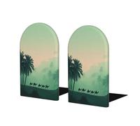 Summer Desert Camel Team Lot de 2 serre-livres en bois avec palmiers pour étagères