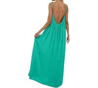 Summer Dresses for Women,2026 Backless Cami Dresses,Backless Solid Color Sleeveless House Dress,Long Sundress with Back Tie (Dark Green,Grand)