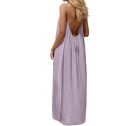 Summer Dresses for Women,2026 Backless Cami Dresses,Backless Solid Color Sleeveless House Dress,Long Sundress with Back Tie (Light Purple,Grand)