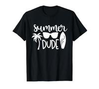 Summer Dude Surf Plage Cool Palmier Surfer T-Shirt Graphique avec Valeur, Homme, Noir, L