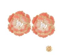 Summer Enamel Rose Pearl Brooch Pins Buttons Flower for Women's Outfit