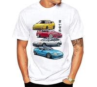 Summer Fashion Men T-Shirt JDM Mix Civic CRX Integra Car Print T-Shirt Boy Casual Tops Funny Tees Hipster Manches Courtes(Large)