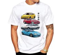 Summer Fashion Men T-Shirt JDM Mix Civic CRX Integra Car Print T-Shirt Boy Casual Tops Funny Tees Hipster Man Short Sleeve White XL