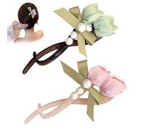 Summer Flower Hair Clip, 2PCS Cute Flower Claw Clips for Thick Hair, French Tulip Large Hair Clips, Hawaii Beach Hair Accessories for Women, Easy Fast Snap Roll Hair Tool (Tulip-A)
