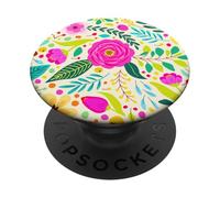 Summer Flower Modern Colorful Cute Garden Botanical Floral PopSockets PopGrip Adhésif