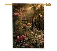 Summer Fox Drapeau de jardin, bannière florale colorée pour décoration extérieure, drapeau double face en toile de jute pour la maison et le jardin, décoration de pelouse sur le thème de la nature, 71