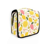 Summer Fruits Trousse de maquillage rétro jaune avec crochet de suspension Essentials Trousse de voyage pour femme avec compartiments et poignée