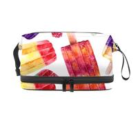 Summer Fruits Trousse de toilette double couche pour femmes et filles, trousse de toilette de voyage, trousse de maquillage pratique avec compartiment à brosse, multicolore, 27x15x14 cm/10.6x5.9x5.5