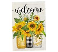 Summer Garden Flag Sunflower with Vase Welcome Flag 12x18 Inch Double Sided Yard Flags for Outdoor House Spring Decoration Spring