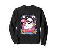 Summer Ghost Watercolor Ghost mignon avec flamanto float Sweatshirt