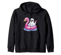 Summer Ghost with Flamingo Pool Party Sweat à Capuche