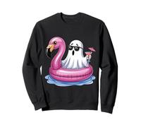 Summer Ghost with Flamingo Pool Party Sweatshirt