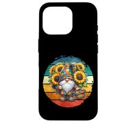 Summer Gnome In Patchwork Dress On Retro Sunset Sunflower Coque pour iPhone 16 Pro