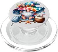 Summer GNOME with Tie Dye Hat and Coconut for Beach Lover PopSockets PopGrip pour MagSafe