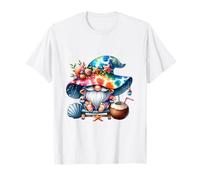 Summer GNOME with Tie Dye Hat and Coconut for Beach Lover T-Shirt