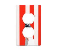 Summer in Stripes Minimaliste Woman Outlet Cover Light Switch Cover Decorative 1 Gang Wall Plate for Kitchen Room Bathroom Size 7x11.4cm
