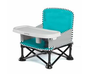 Summer Infant Summer Rehausseur Pop ‘N Sit SE Booster, Sweet Life Edition, couleur turquoise -rehausseur pour utilisation intérieur/ extérieur de la maison - Pliage rapide, simple et compact