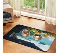 Summer is Illusory, Alying on The Beach Tapis d'alimentation pour animal domestique Chien Chat Manger de la nourriture Nappe en cuir absorbant pour bol d'eau Imperméable sans taches Séchage rapide