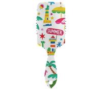 Summer Island Brosse à cheveux démêlante antistatique avec poignée ergonomique pour cheveux bouclés Blanc noix de coco