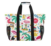 Summer Island Sac de plage pliable en toile résistante au sable Blanc noix de coco, Île d'été blanc noix de coco, 1 size, Tendance