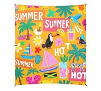 Summer Island Tente cabane de plage en noix de coco UPF50+ résistante à l'eau avec poteaux robustes, sacs de sable et pelle pour jardin et camping