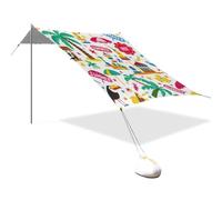 Summer Island Tente cabane de plage étanche et portable avec sacs de sable et pelle à sable pour camping, pique-niques, arrière-cour et pêche Blanc coco