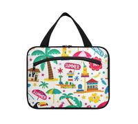 Summer Island Trousse de toilette à suspendre en noix de coco blanche avec crochets, trousse à pinceaux Designer Essentials pour accessoires de voyage, salle de bain, Bolsas de Maquillaje para Mujer L