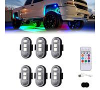 Summer LED Lights for Car, LED Anti-collision Lights,Remote Control Strobe Light, Wireless Interior Leds, LED Aircraft Strobe Lights, Rgb Car LED Light for Summer, LED Anti Collision Lights (6 PCS)