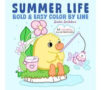 Summer Life Color by Line: Bold and Easy Coloring Book for Adults and Kids with Landscapes, Beaches, Sweet Treats and Cute Animals