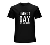 Summer Male Shirts Funny I'm Not Gay But 20 Bucks is 20 Bucks Funny Summer Men Tops Tee 100% Cotton Short Sleeve T-Shirt Black XXL