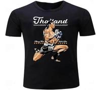 Summer Man Fashion Brand T Shirt Cool Muay Thai Men Wai Kru Thailand Men Casual Tee Short Sleeve Harajuku Tops Black S
