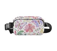 Summer Meadow Sac banane tendance sans couture pour homme et femme avec sangle réglable pour cyclisme, randonnée, gym, Fleurs sans couture de prairie d'été, Taille unique