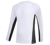 Summer Men's Fashion Trend Solid Color Long Sleeve Surf Suit Swimming Sun Top T-shirt léger, blanc, M