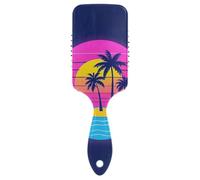 Summer Neon Coconut Tree Sunset Beach Brosse à cheveux antistatique douce conçue pour masser le cuir chevelu pour les cheveux clairsemés avec poignée ergonomique cepillo para cabello