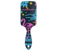 Summer Neon Flamingo Coconut Tree Smooth Leather Massager Hair Designed Massage Brush for hair growth hair with Ergonomic Handle cepillo para peinar