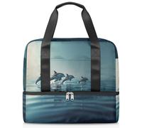Summer Ocean Dolphins Sac de sport pour femme homme Kirls Garçons Filles 21 L Weekend Nuit Sac fourre-tout séparé pour voyage, gym, yoga, couleur, Big, Organiseur de sac