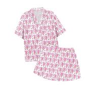Summer Pajamas for Girls 2 Piece Pajama Set Y2k Trendy Roller Dupes Rabbit Preppy Short Sleeve Pajama (Pink,12-13 Years)