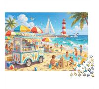 Summer Plage Senior Puzzles 1000 Pièces Recycled Lighthouse Puzzles Puzzle Game Props Family Gaming Time Jeu Éducatif Challenge Cadeau 38x26cm/1000pcs