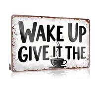Summer, Plaque Yard Accessories Wake Up, Give It The Coffee! Décoration murale rustique (20 x 30 cm)