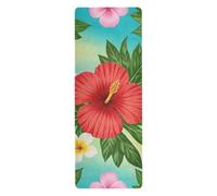 Summer Plumeria Hibiscus Flower Tapis de yoga pour homme imprimé à chaud, antidérapant, serviette de yoga antidérapante avec sac tapete para ejercicio 180,3 x 66 cm